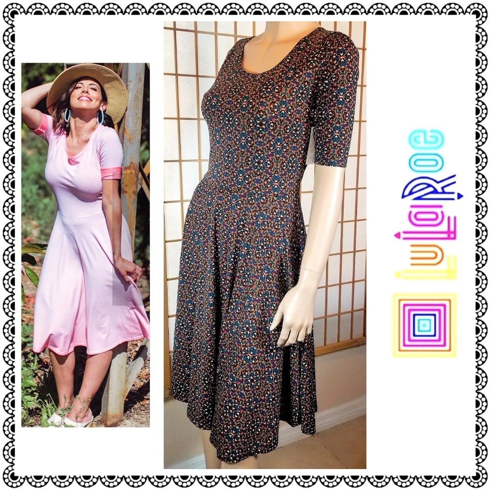 {LuLaRoe} NICOLE dress, multicolored print, sz S